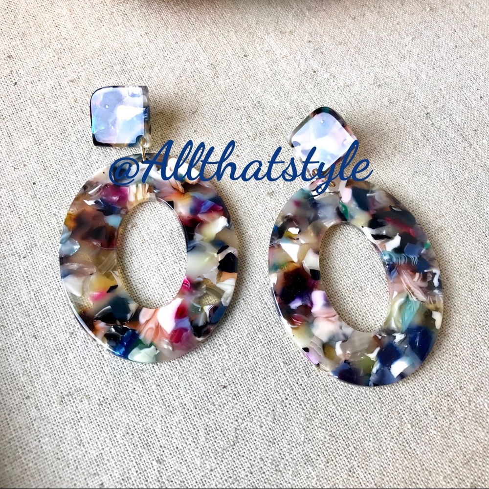 Acrylic Chandelier Earrings Stud Multi Colors Drop